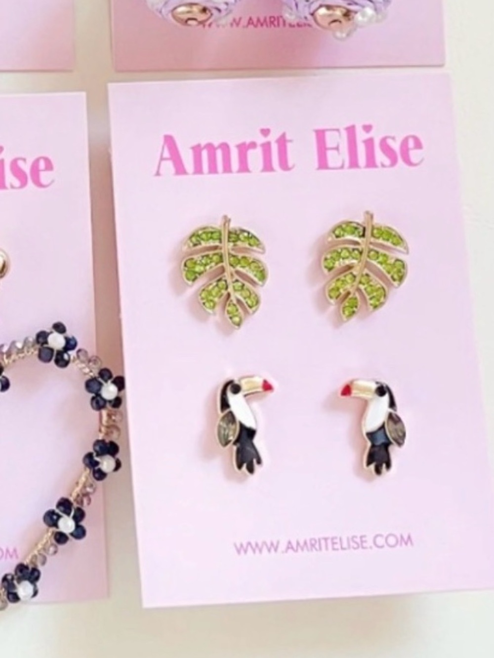 Tropical Toucan / Leaf Earring Set